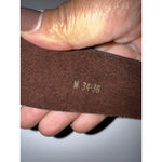 Suede Cowhide Leather Belt for Women Brass Ring Buckle Brown Strap 43" Western Photo 2