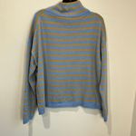 Talbots Metallic Stripe Turtleneck Sweater L Blue Tan Knit Winter Classic Preppy Photo 2