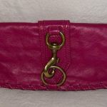 Morgan Oakley leather fold over clutch with brass hardware Pink Photo 0