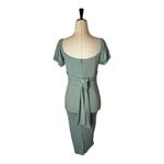 Angel Biba Dress Women Medium Green Knit Sweetheart Neck Tie Waist Sheath Midi Photo 3