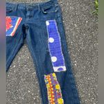 Lands' End Women's Straight Leg Jeans with Colorful Patchwork Blue Size 8 Photo 2