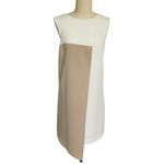 Milly Asymmetrical Color block Shift Dress Neutral Cream Tan Photo 1