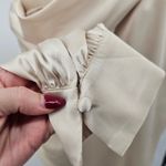 Heartloom  Keely Top Satin Off the Shoulder Long Sleeve Champagne Sz M‎ Photo 10