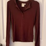 White Crow NWT Buckle  Jasmine Rib Top Brown Long Sleeve Tee Henley Shirt XS Photo 0