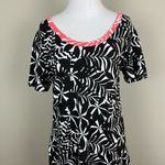 Tommy Bahama Dress Womens Small Black White Palm Print Shift Short Sleeve Mini Photo 1