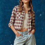 BDG Dakota Cropped Flannel Button-Down Shirt XS Photo 0