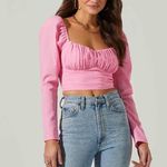 ASTR 💕💕 Long Sleeve Sweetheart Neck Crop Top ~ Pink Small S NWOT Photo 0