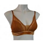 Auden Lightly Lined Bralette Orange Brown Velvet Lace Womens Size Small S Photo 0