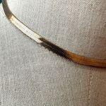 gold tone flat herringbone chain choker necklace Photo 1