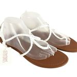 SandalUp Womens Thong Sandals Braided Faux Leather Ankle Strap White Size 11 Photo 0