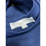 Ann Taylor LOFT Women's Blue Crewneck Short Puff Sleeve Knit Sweater Blouse Top Size M Photo 2