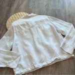 Nicole Miller  white linen‎ button down cropped utility jacket Photo 5