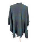 Celtic Kerry Woollen Mills Green Blue Ruana Irish Lambswool Shawl Wrap Ireland Size M Photo 3