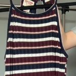 Striped Halter Tank Dress White Size XS Photo 1