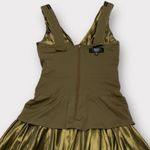 Tadashi Collection Bronze Metallic Fit & Flare Ruched Taffeta Formal Dress Sz 2 Brown Photo 6