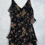 Gianni Bini  NWT Black Floral Spaghetti Strap Ruffle Tier Mini Dress XS Photo 0