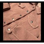 JouJou Womens Medium Rose Winter Faux Fur Button Jacket Lined Semi Crop Pink Photo 3