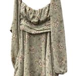 Blush  & Day Women’s sz Large Green Cream Dress Pink Floral design Tie Photo 0