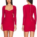 Bardot NWT Pippa Mesh Ruched Bodycon Mini Dress Fire Red Women's Size L / US 8 Photo 2