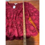 Source Unknown NWT Women's Red Lace Peplum Crop V Neck Long Sleeve Blouse Top Medium Party M Photo 4