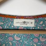 Natural Life  Avery Midi Dress Medium Turquoise Floral Border Button Front Flowy Photo 7