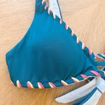 Becca  Bikini Top Womens‎ Sz XL Green Reversible Boho Sporty Whipstitch Trim NWOT Photo 3