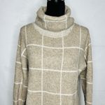 Madewell Sweater Sz S Brown Wool Blend Windowpane Turtleneck Pullover Tan Brown Photo 1