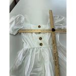 Waverly‎ Grey Dress Womens X Small White Shorty Button Back Mini Puff Sleeve Size XS Photo 6