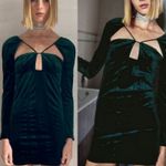 ZARA Green Velvet Cutout Dress Size Small Photo 2