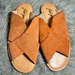 Free People  Emelia Slip-On Sandals Suede Cross Strap Sandals - Tan Size EU38 US8 Photo 12