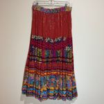 Vintage Lotus Tiered Ribbon Maxi Skirt Floral Boho Festival Peasant Patchwork Pink Size L Photo 2