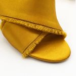 Dolce Vita Block Heel Sandals 9.5 Henry Raw Fringe Saffron Satin Mules Gold Photo 6