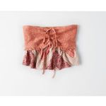 American Eagle Boho Hippie Patchwork Tube Top Crop Smocked Peplum Shabby Chic XS Photo 1