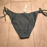 J.Crew Dark Teal Ribbed Curved Waist Cheeky String Bikini Bottom Large NWT Photo 5