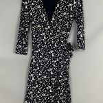 Hobbs Women’s Size 2 Navy White Floral Wrap Midi Dress Elegant Classic Core Blue Photo 0