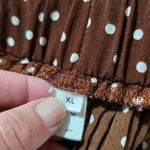 Exlura Brown Polka Dot Pleated Midi Skirt with Smocked Waist Size XL Photo 5