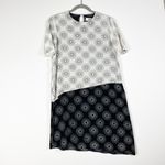 Diane Von Furstenberg  Sunburst Print Tiered Silk T-Shirt Mini Dress Black White  Photo 0