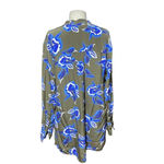 Diane Von Furstenberg  Green Blue Floral Button-Up Long Sleeve‎ Silk Top Size XS Photo 4