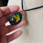 Rainbow Rhinestone antique Black Leather Choker Pink Photo 3