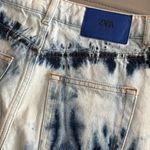 ZARA  NWOT Blue Tie Dye High‎ Rise Distressed Denim Jean Shorts Size 2 Photo 5