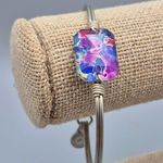 Luca & Danni Dylan Silver Tone Bangle Bracelet Ink Drop Faceted Bead Cute Colorf Photo 2