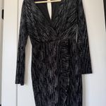 NYE Long Sleeve Silver Sparkle Black Velvet Dress  Photo 1