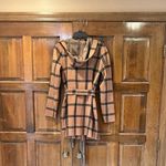 Tahari Cardigan Sweater Medium Tan Brown Plaid Belted Duster Jacket Womens’s Photo 3