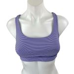 Lululemon Energy Blue Striped Strappy Sleeveless Yoga Sports Bra Crop Tank Top 4 Photo 0