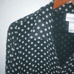 Worthington  XL Silk Polka Dot Button Front Top Black White Workwear Photo 4