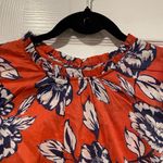 C&C California NWT  Size M Blue Floral Ruffle Collar Short Sleeve Lightweight Top Photo 1