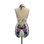 Mara Hoffman ‎ Jardin Tie Back Cut Out Romper Purple Floral Check Size 2 Photo 7