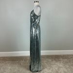 Aidan Mattox  Sequined Wrap Evening Gown Size 8 Sparkly Green-Blue Formal Dress Photo 4