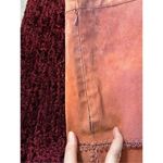 VTG Vintage Pink Suede MIDI Skirt Crochet 16 Photo 3