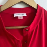 Calvin Klein Red Shirt Dress with Waist Tie Photo 8